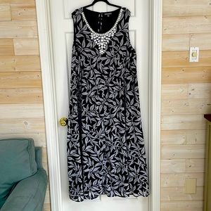 Jessica London Embellished Maxi Dress in Navy Vines NWOT